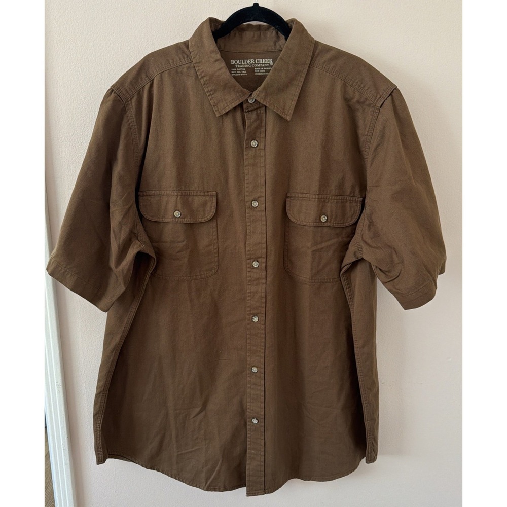 Boulder Creek by KingSize‎ Men's 2XLT Brown Twill Short Sleeve Shirt Big Tall